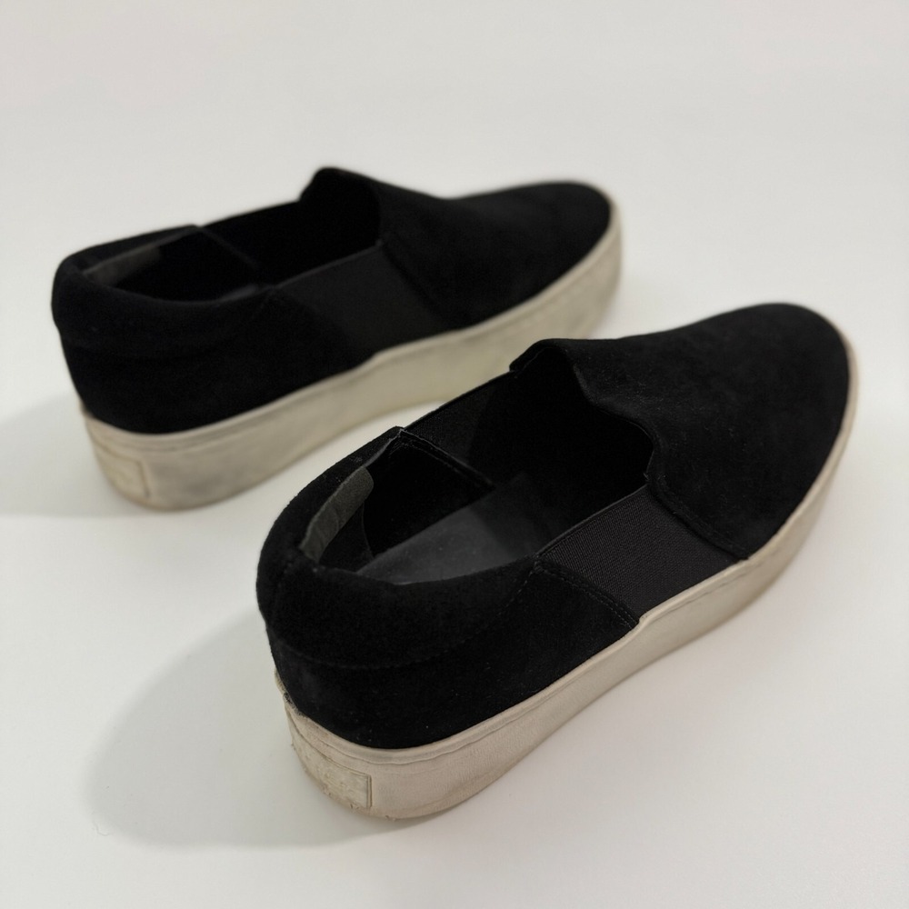 Vince Black Suede Leather Casual Slip On Platform Sneakers Sz 5M / 35 - Picture 6 of 12